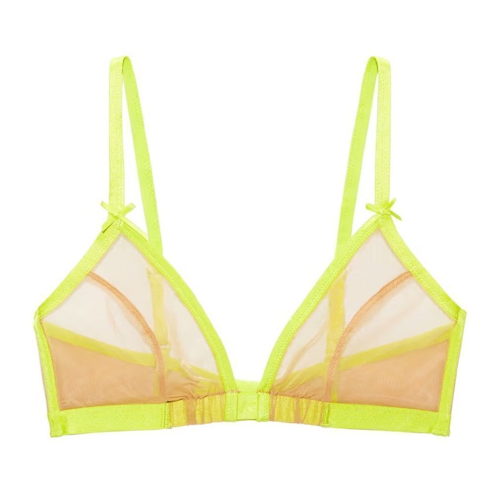 Savage X Fenty Neon Nights Yellow Green Mesh Unlined Sexy Triangle Bra